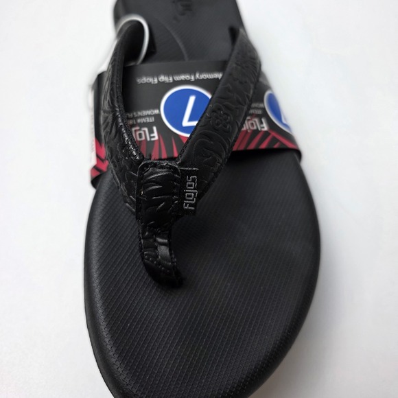 New Women's Flojos Memory Foam Flip Flops Black Size 7 #0389 - Picture 2 of 6